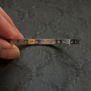 Luxury Monogram Stainless Steel Silver Tone Bangle Cuff Bracelet